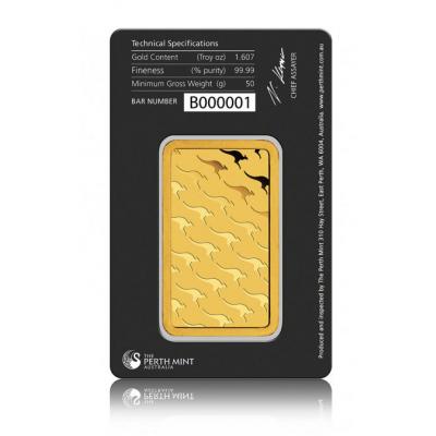50 g zlatý slitek Perth Mint 50 g zlatý slitek Perth Mint